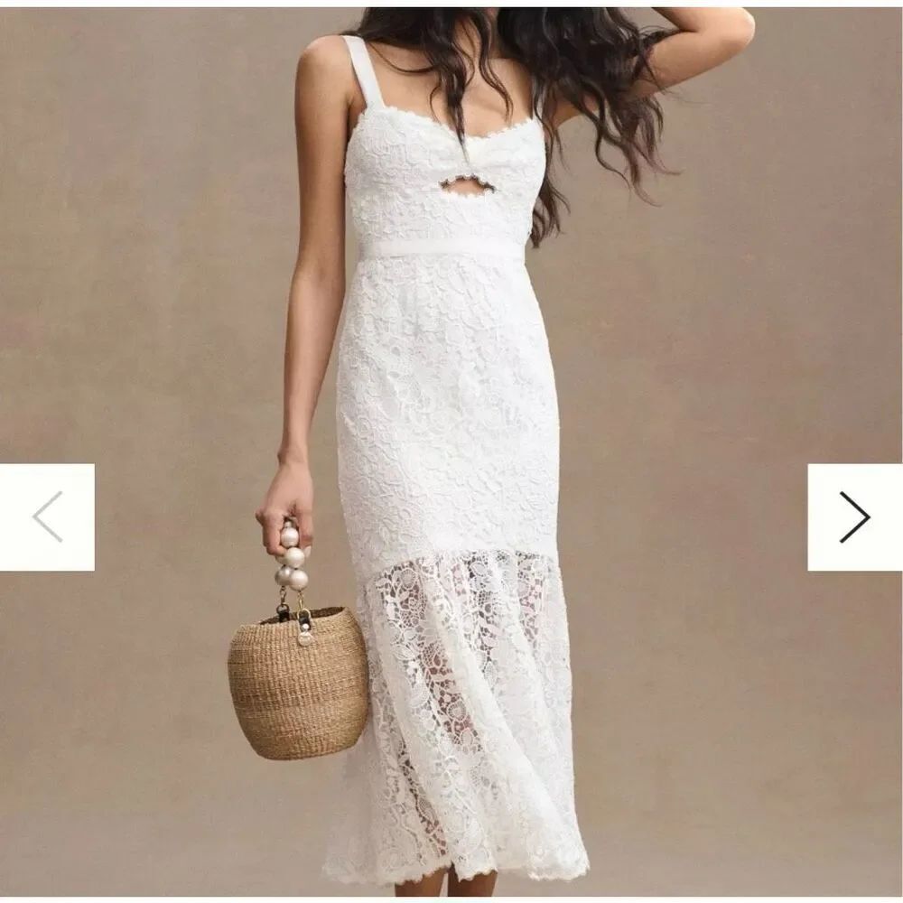 Anthropologie Saylor Malina Sleeveless Lace Cutout Midi Dress size S NWT